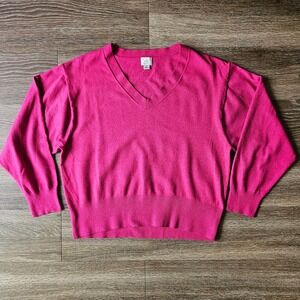 A New Day Women's Pink V-Neck Cropped Pullover Sweater Medium